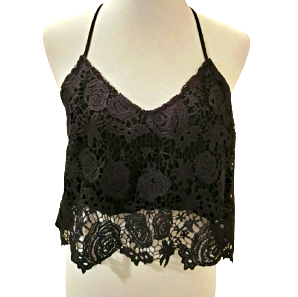 Kieu's Black Lace Crop Top Sz. Large